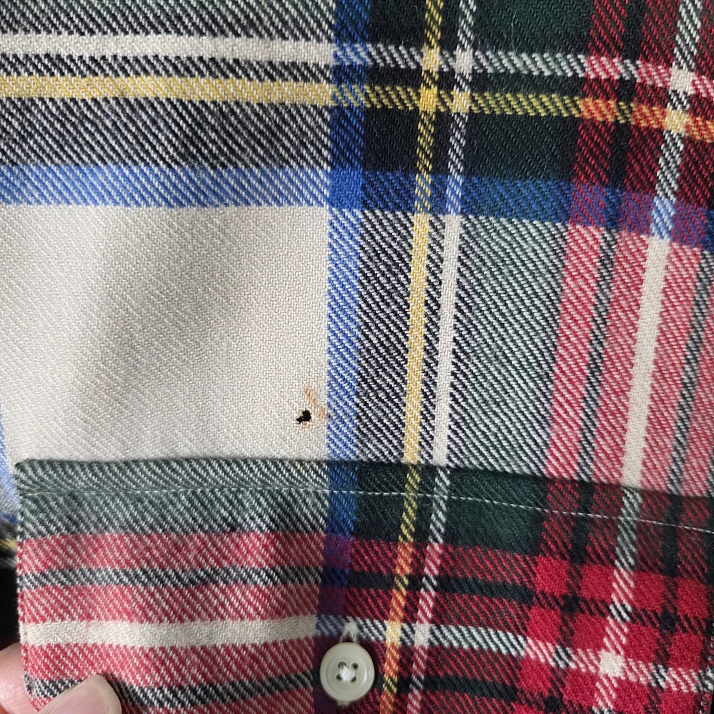 Polo Ralph Lauren Y2K Plaid Flannel Wool Shirt Hole Gorpcore
